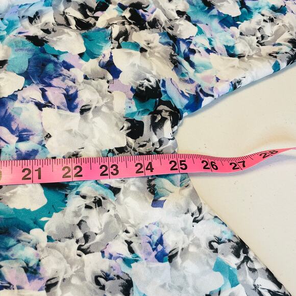 Sam Edelman Blue White Chiffon 3/4 Sleeve Oversized Slinky Swing Blouse Top XS - Picture 12 of 13